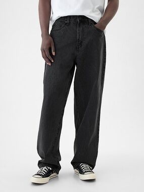 GAP Men's Relaxed Baggy Fit Black Denim Jeans in Size 32